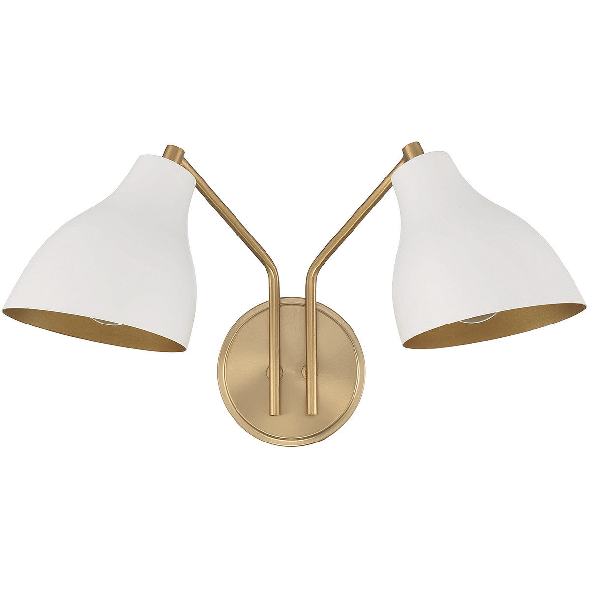 Meridian Lite Trends 2-Light Wall Sconce in White with Natural Brass M90075WHNB