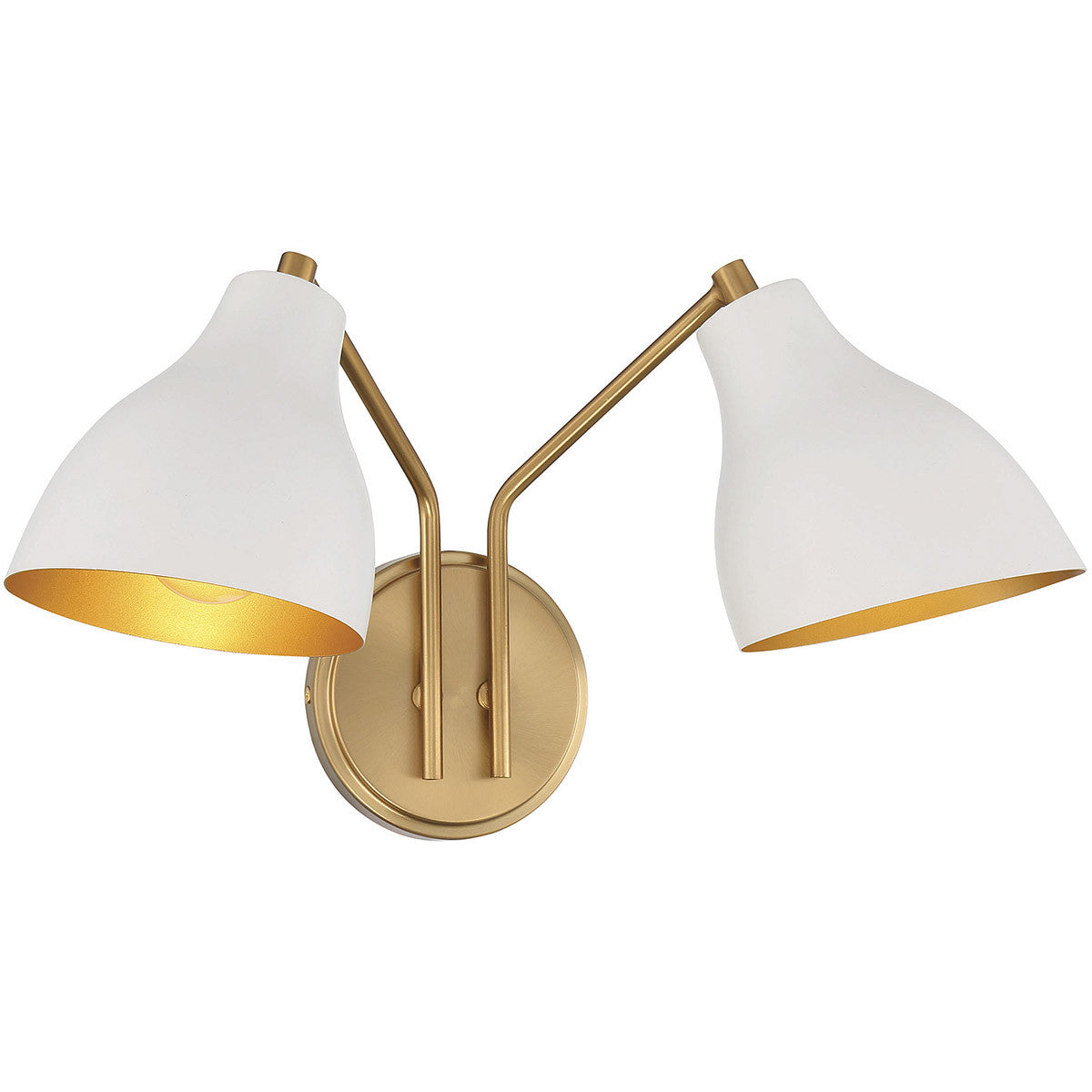 Meridian Lite Trends 2-Light Wall Sconce in White with Natural Brass M90075WHNB