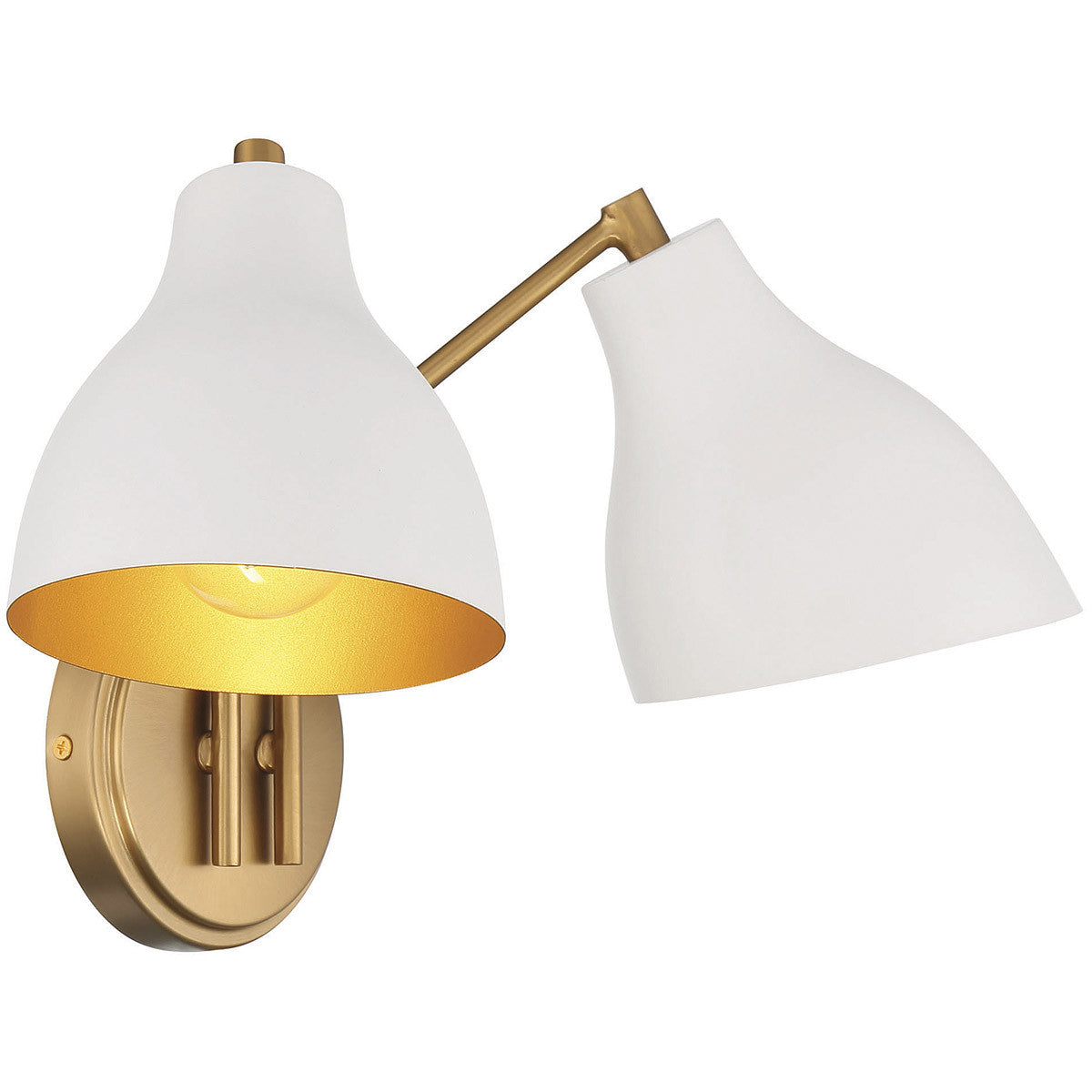 Meridian Lite Trends 2-Light Wall Sconce in White with Natural Brass M90075WHNB