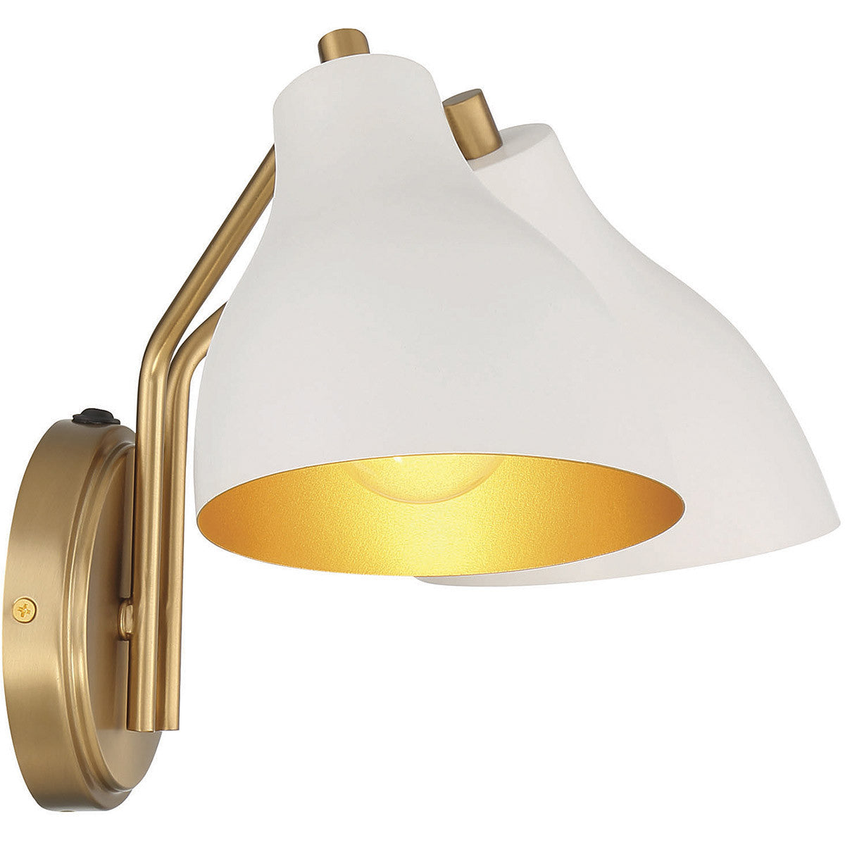 Meridian Lite Trends 2-Light Wall Sconce in White with Natural Brass M90075WHNB