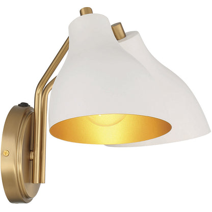 Meridian Lite Trends 2-Light Wall Sconce in White with Natural Brass M90075WHNB