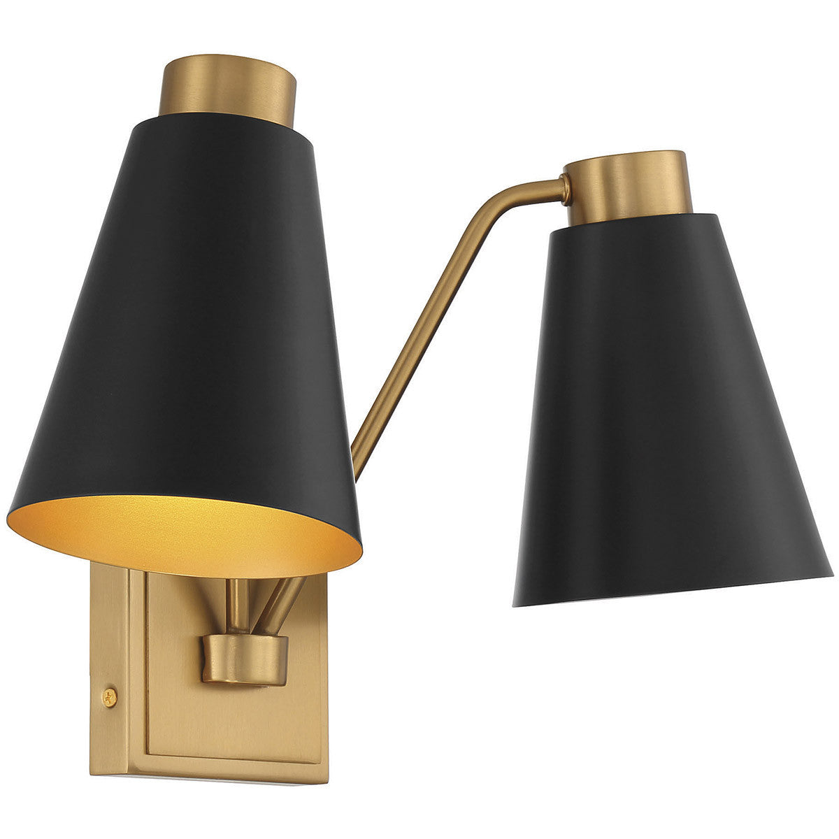 Meridian Lite Trends 2-Light Wall Sconce in Matte Black with Natural Brass M90076MBKNB