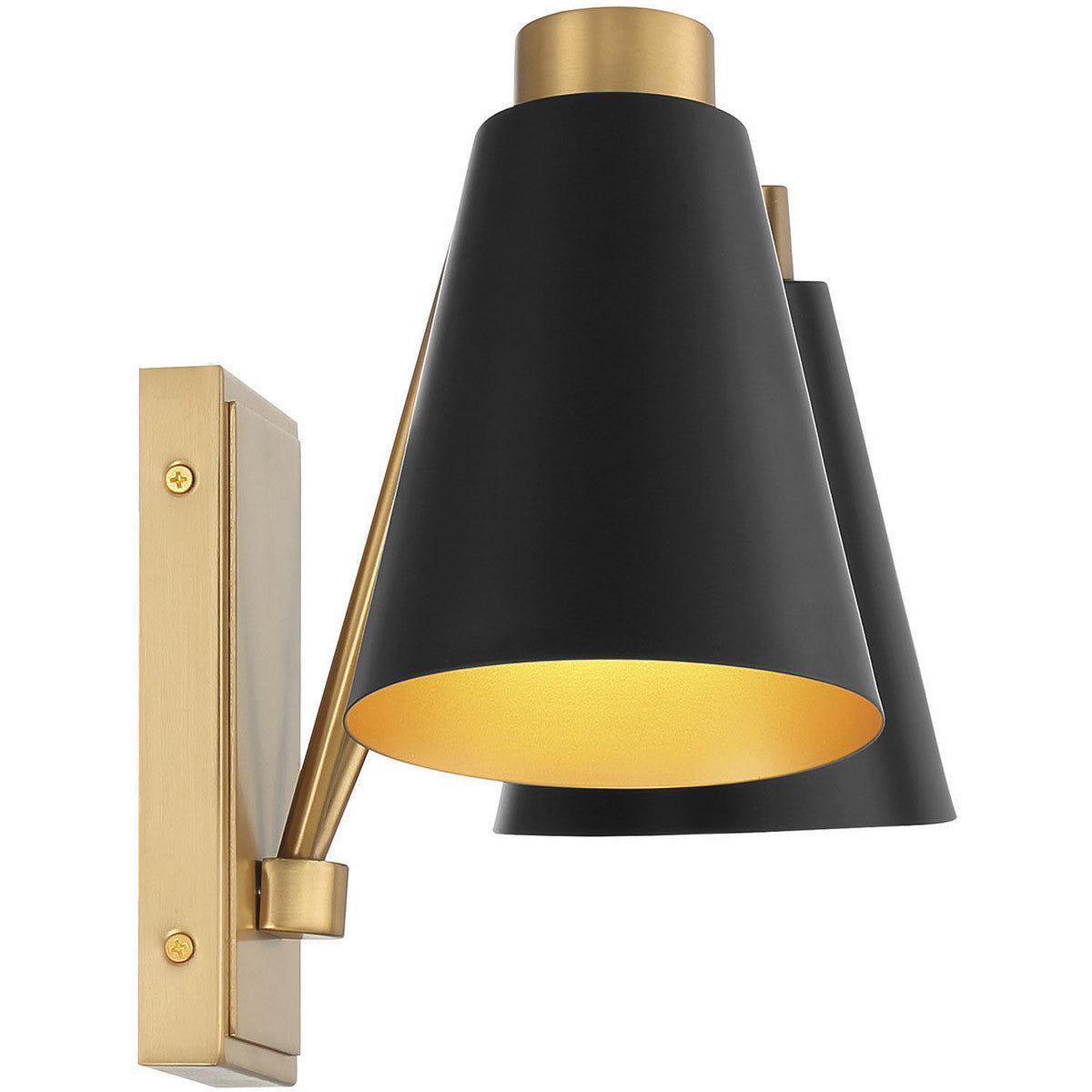 Meridian Lite Trends 2-Light Wall Sconce in Matte Black with Natural Brass M90076MBKNB