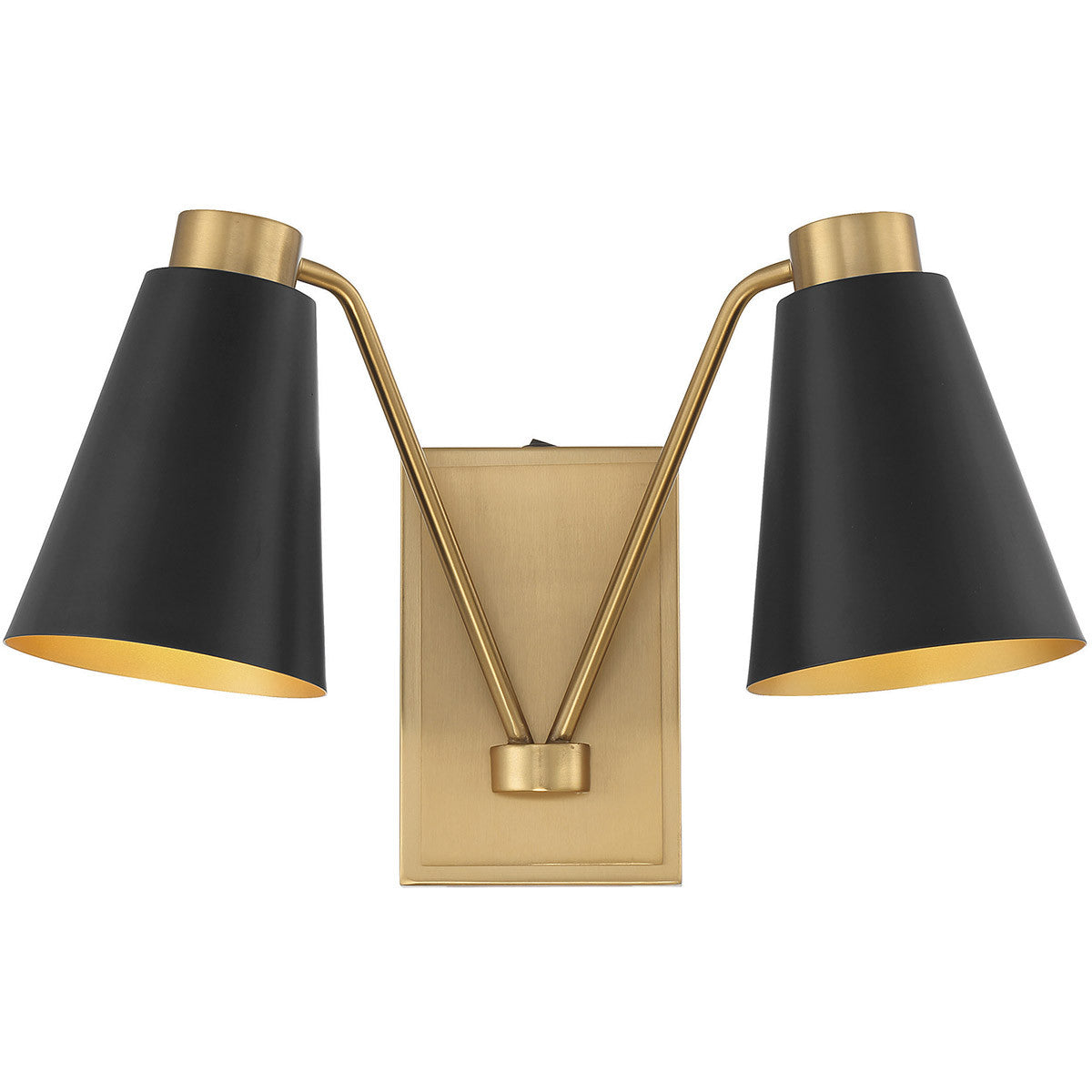 Meridian 2-Light Wall Sconce in Matte Black with Natural Brass M90076MBKNB