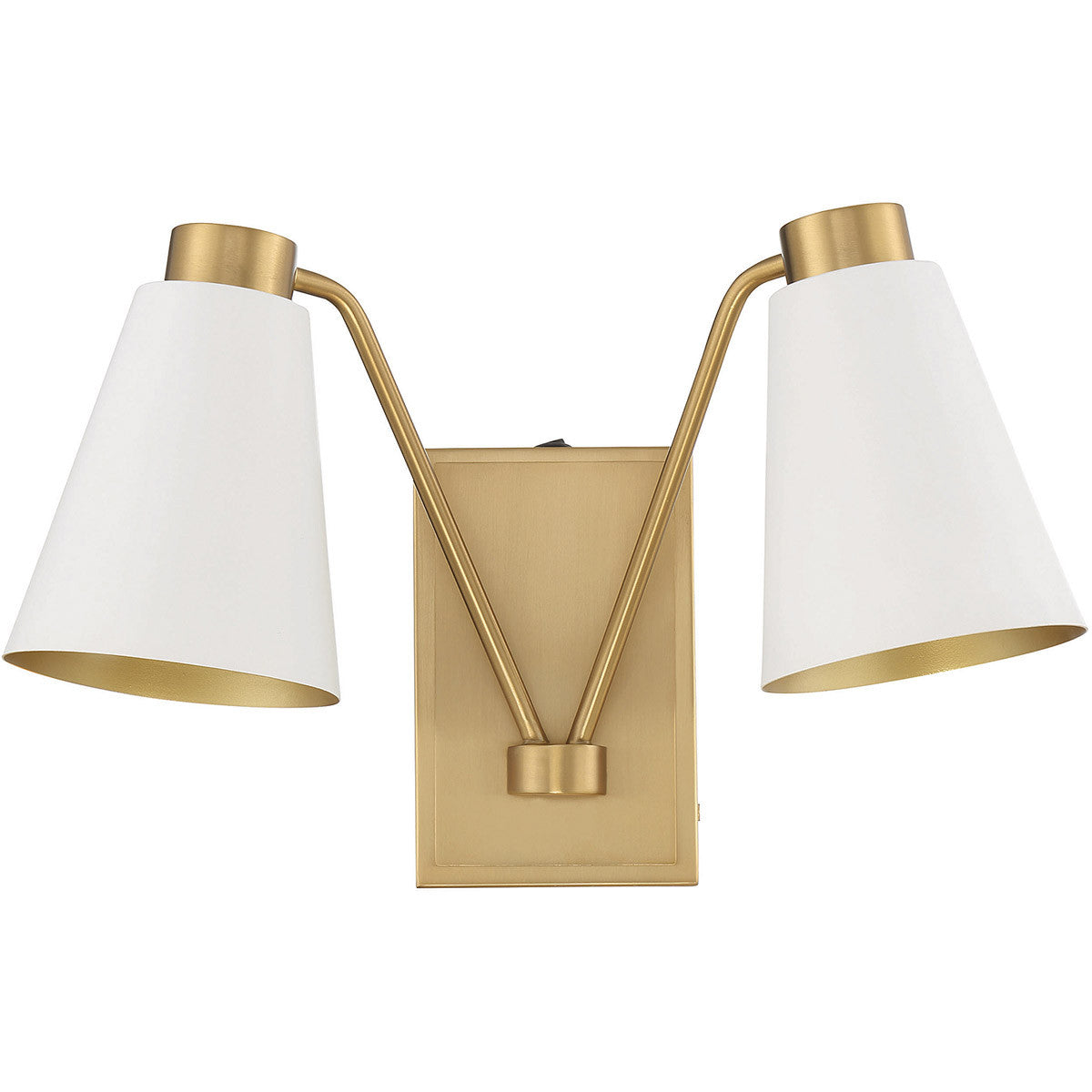 Meridian Lite Trends 2-Light Wall Sconce in White with Natural Brass M90076WHNB