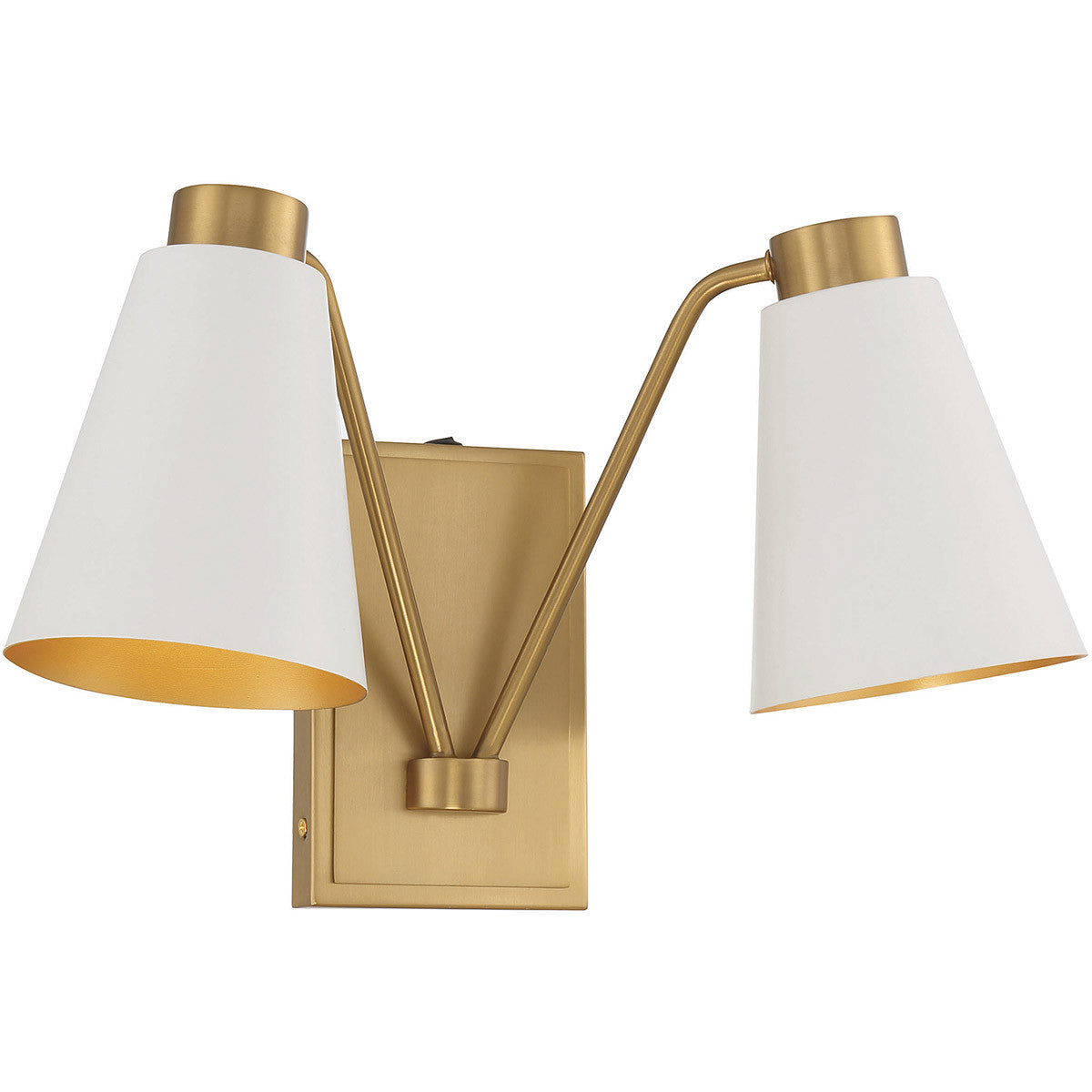 Meridian Lite Trends 2-Light Wall Sconce in White with Natural Brass M90076WHNB