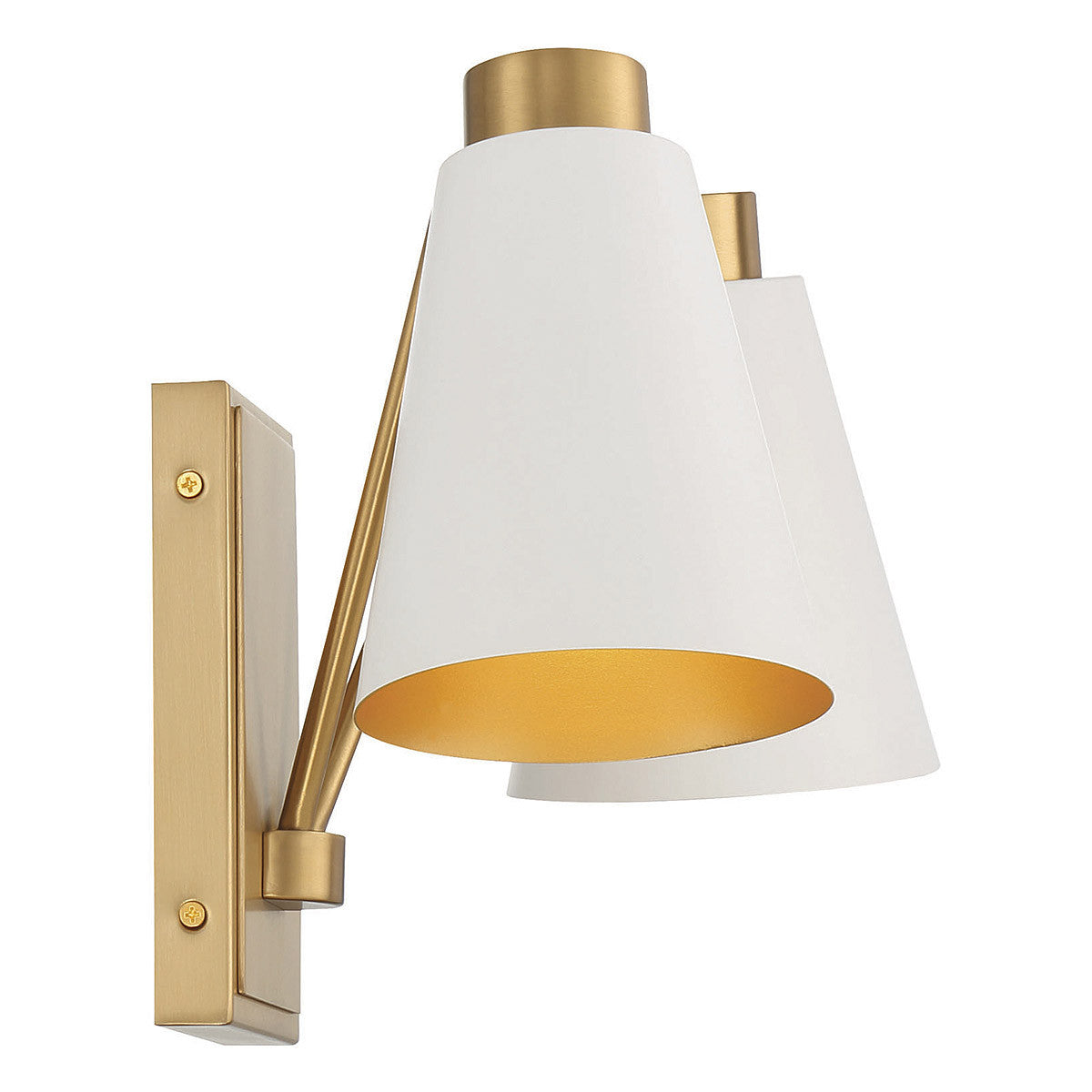 Meridian Lite Trends 2-Light Wall Sconce in White with Natural Brass M90076WHNB