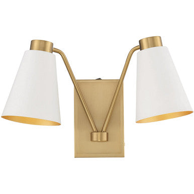 Meridian Lite Trends 2-Light Wall Sconce in White with Natural Brass M90076WHNB