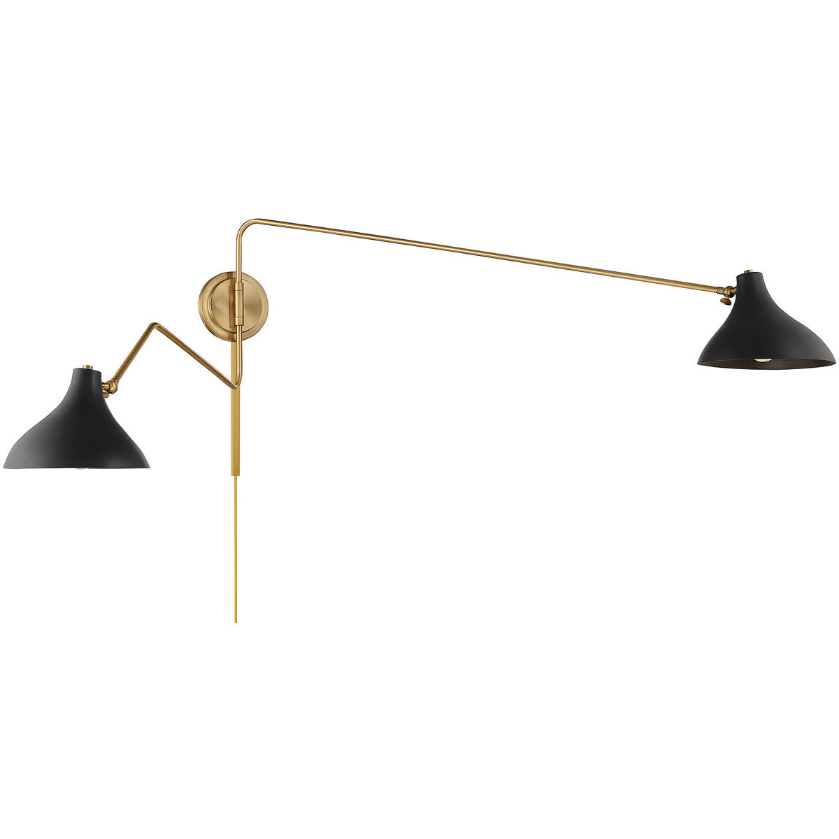 Meridian Lite Trends 2-Light Wall Sconce in Matte Black with Natural Brass M90088MBKNB