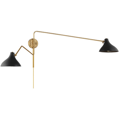 Meridian Lite Trends 2-Light Wall Sconce in Matte Black with Natural Brass M90088MBKNB