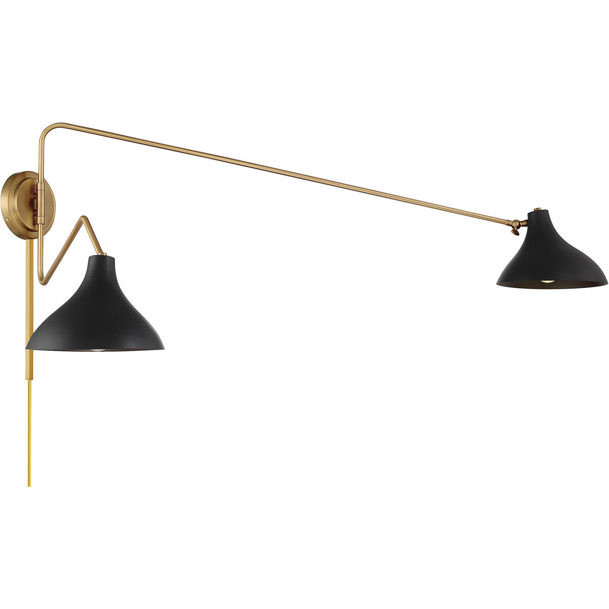 Meridian Lite Trends 2-Light Wall Sconce in Matte Black with Natural Brass M90088MBKNB