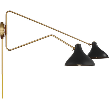 Meridian Lite Trends 2-Light Wall Sconce in Matte Black with Natural Brass M90088MBKNB