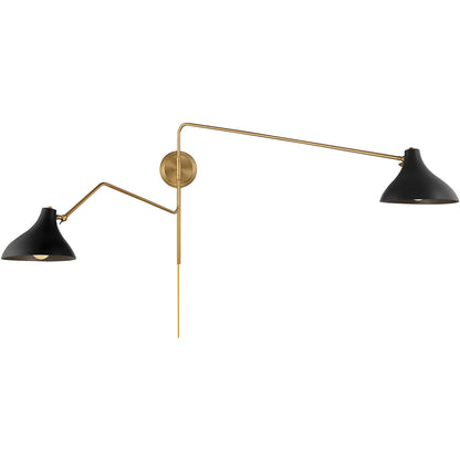 Meridian 2-Light Wall Sconce in Matte Black with Natural Brass M90088MBKNB