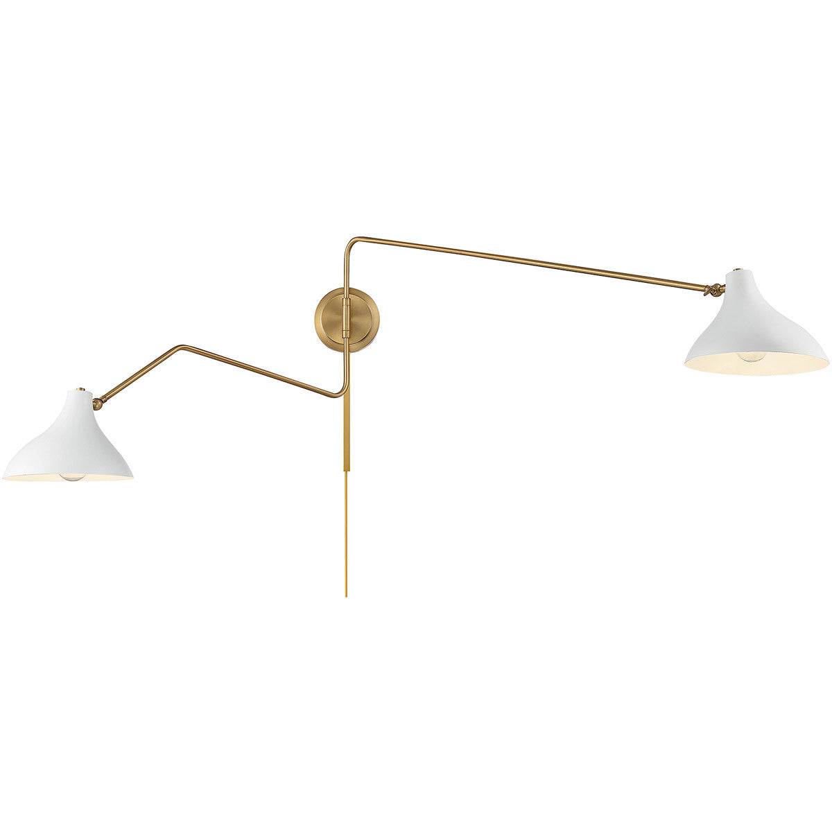 Meridian 2-Light Wall Sconce in White with Natural Brass M90088WHNB