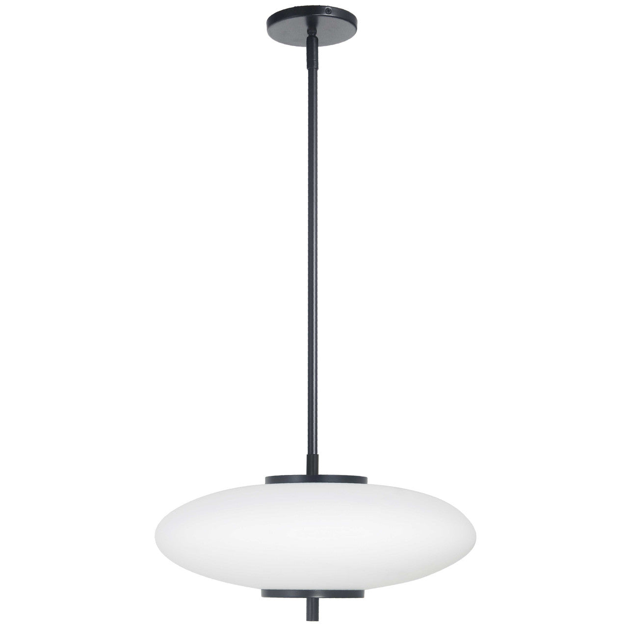 Dainolite 20W LED Maddie Pendant Matte Black w/ White Glass MAD-161P-MB