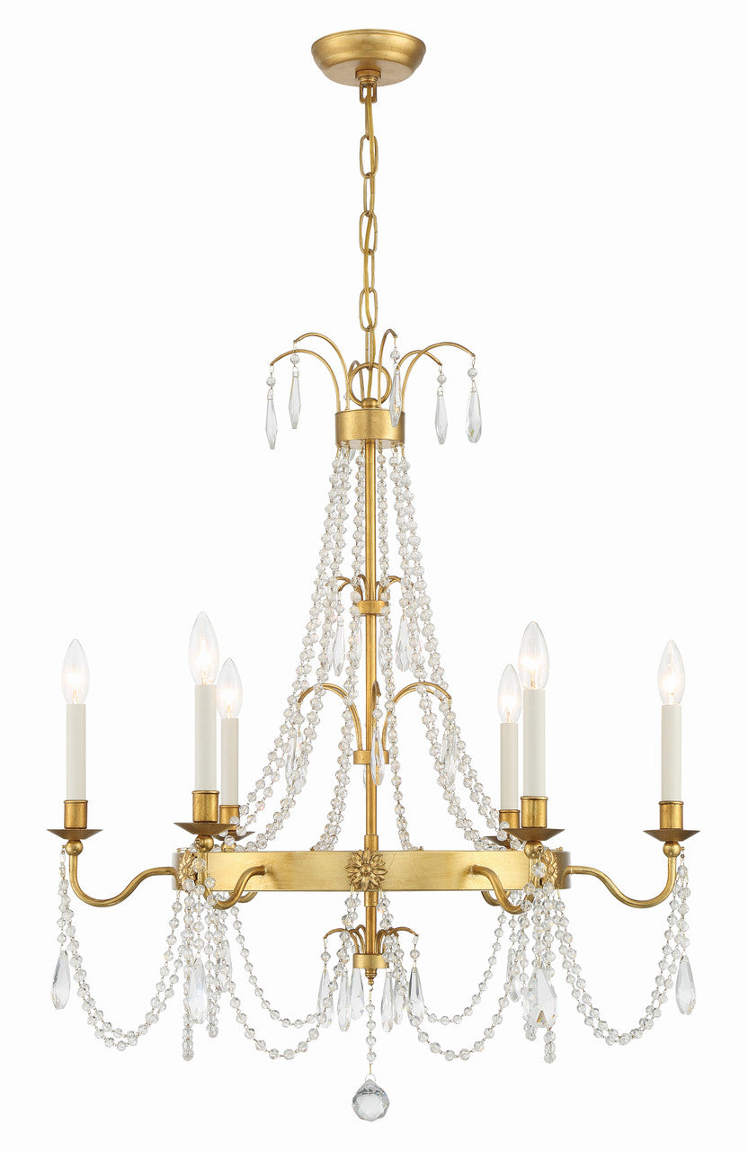 Crystorama Maizey 6 Light Antique Gold Chandelier MAI-18606-GA