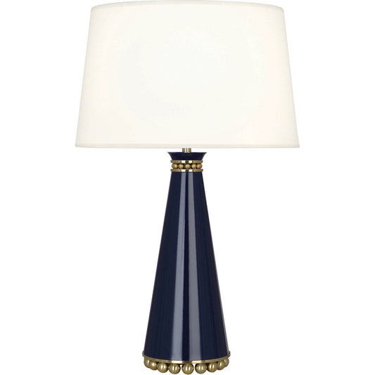 Robert Abbey  Pearl Table Lamp in Midnight Blue Lacquered Paint with Modern Brass Accents MB44X