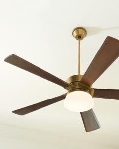 Visual Comfort Fan Atlantic 56" LED Ceiling Fan - Hand Rubbed Antique Brass, Handheld Remote, 6-speed, Reverse and Dimmer, indoor 5ATR56HABD