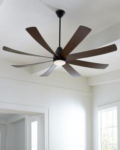 Visual Comfort Fan Kingston 72" LED Ceiling Fan - Matte Black, Handheld Remote, 6-speed, Reverse and Dimmer, indoor/outdoor 8KGR72BKD