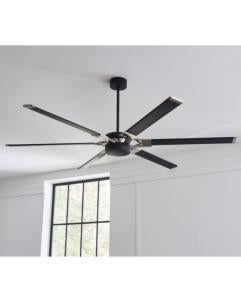 Visual Comfort Fan Loft 72" LED Ceiling Fan - Midnight Black, Handheld Remote, 6-speed, Reverse and Dimmer, indoor/outdoor 6LFR72MBKD