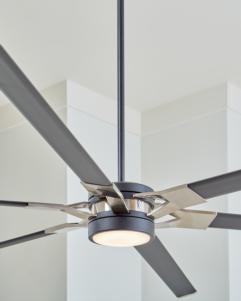 Visual Comfort Fan Loft 96" LED Ceiling Fan - Midnight Black, Handheld Remote, 6-speed, Reverse and Dimmer, indoor/outdoor 6LFR96MBKD