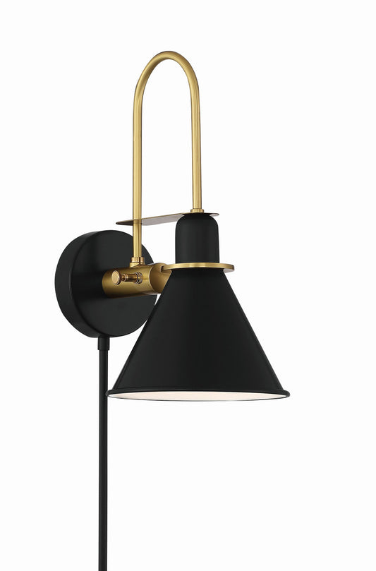 Crystorama Medford 1 Light Matte Black Wall Mount MED-B5501-MK