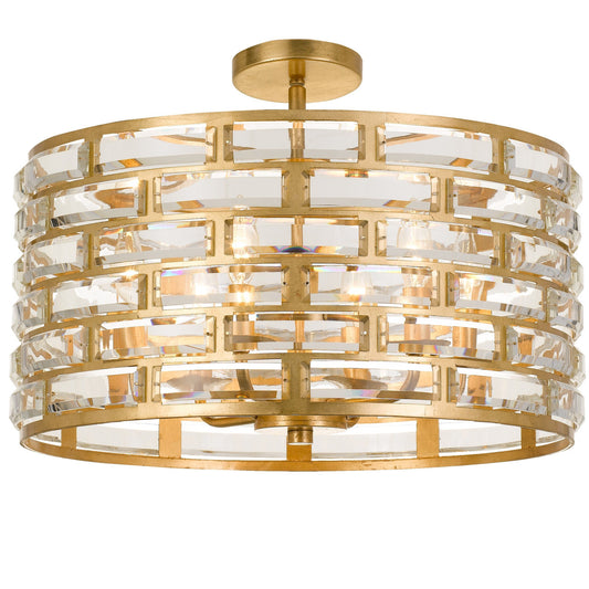 Crystorama Meridian 6 Light Antique Gold Ceiling Mount MER-4866-GA_CEILING