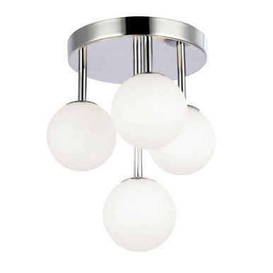 Dainolite 4 Light Halogen Flush Mount, Polished Chrome w/Opal Glass MGL-94FH-PC