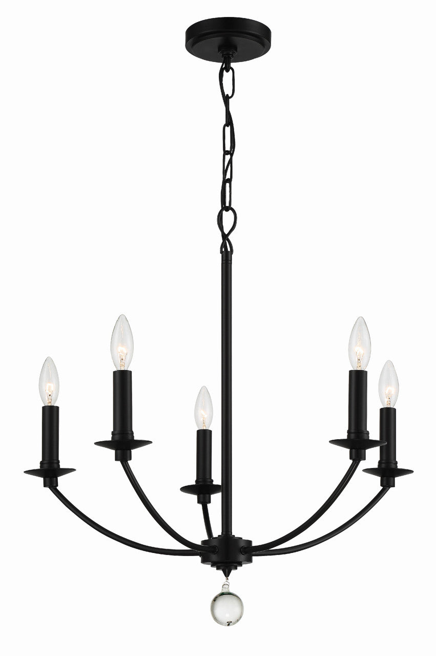 Crystorama Mila 5 Light Black Chandelier MIL-8005-BK