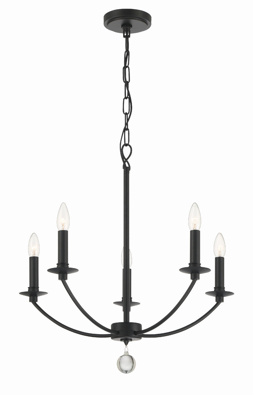 Crystorama Mila 5 Light Black Chandelier MIL-8005-BK