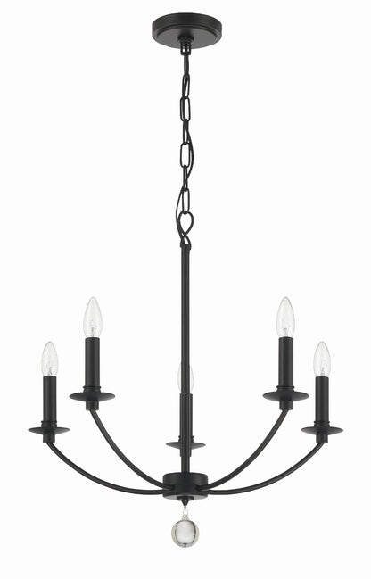 Crystorama Mila 5 Light Black Chandelier MIL-8005-BK