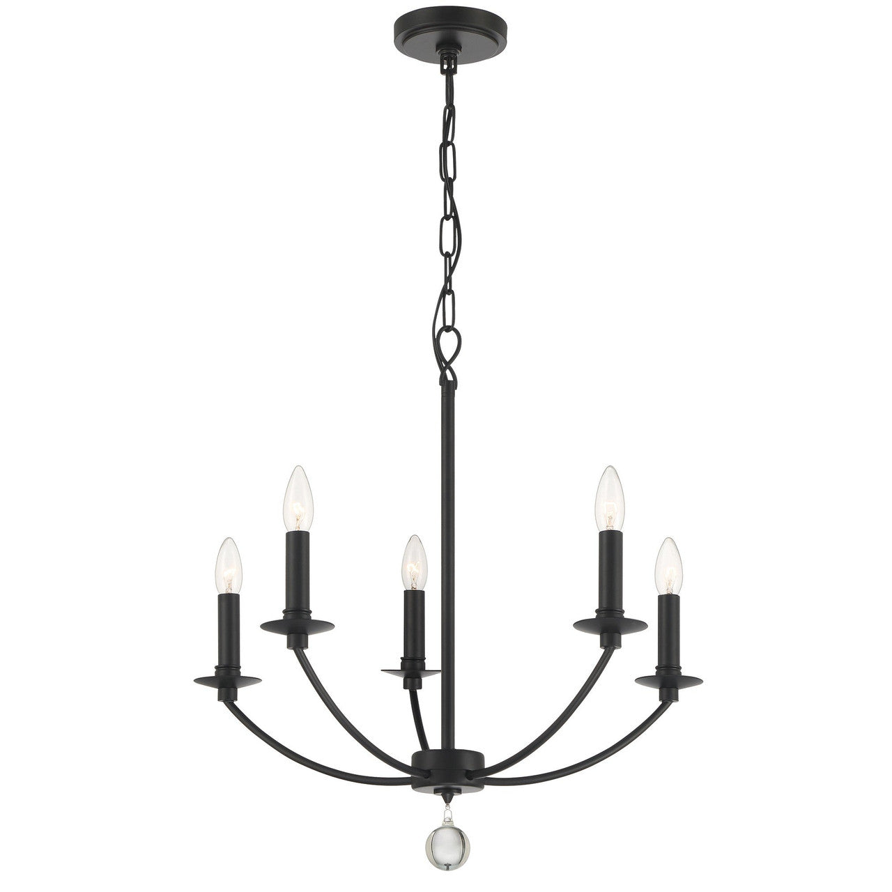 Crystorama Mila 5 Light Black Chandelier MIL-8005-BK