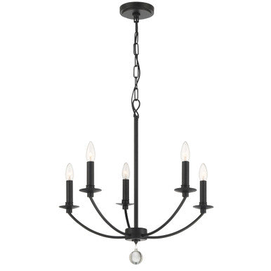 Crystorama Mila 5 Light Black Chandelier MIL-8005-BK