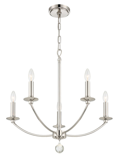 Crystorama Mila 5 Light Polished Nickel Chandelier MIL-8005-PN