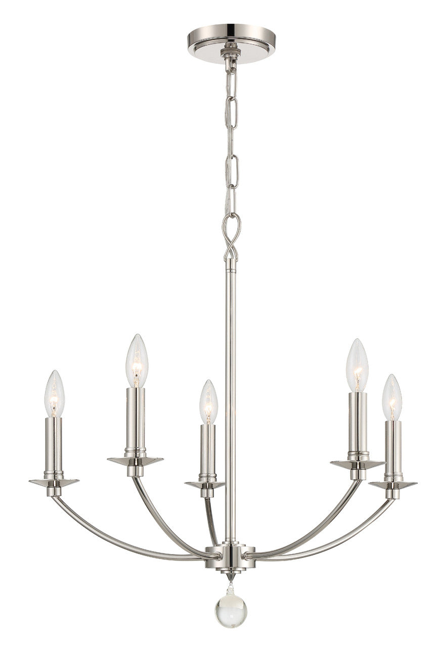 Crystorama Mila 5 Light Polished Nickel Chandelier MIL-8005-PN