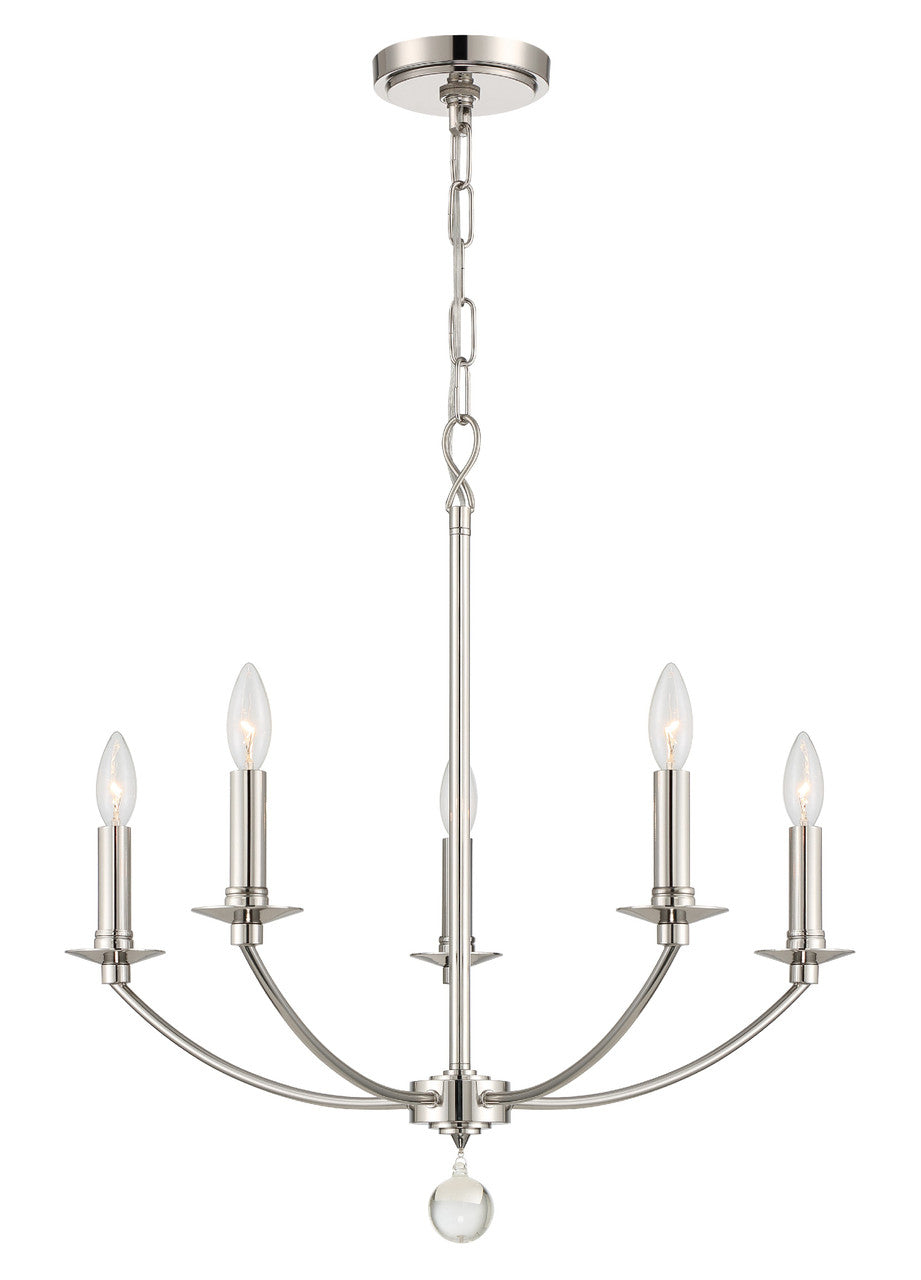 Crystorama Mila 5 Light Polished Nickel Chandelier MIL-8005-PN