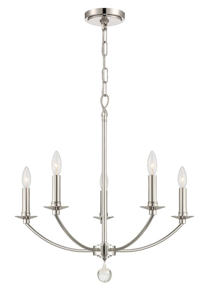 Crystorama Mila 5 Light Polished Nickel Chandelier MIL-8005-PN