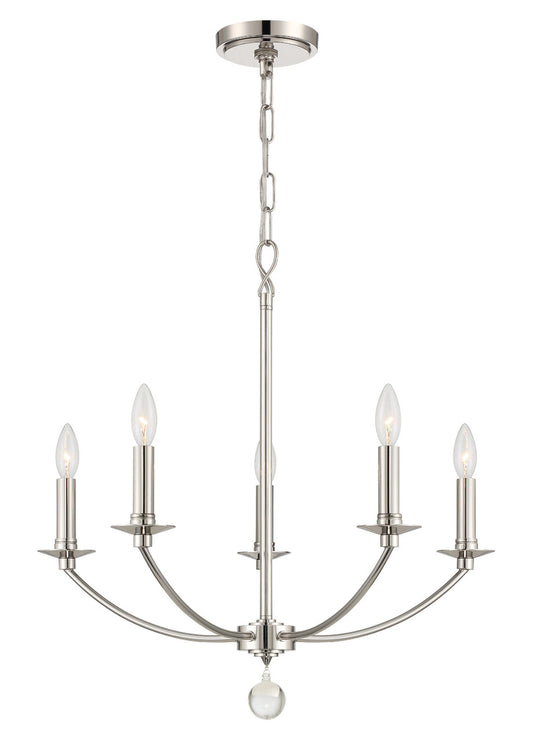 Crystorama Mila 5 Light Polished Nickel Chandelier MIL-8005-PN