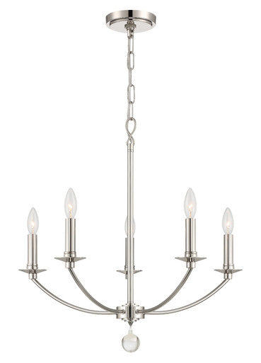 Crystorama Mila 5 Light Polished Nickel Chandelier MIL-8005-PN