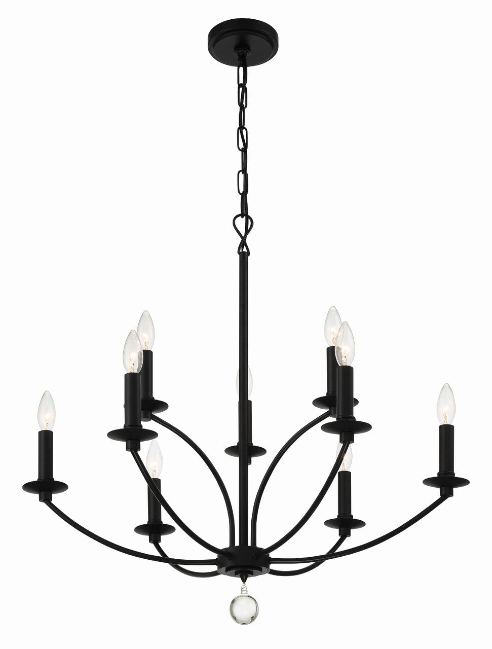 Crystorama Mila 9 Light Black Chandelier MIL-8009-BK