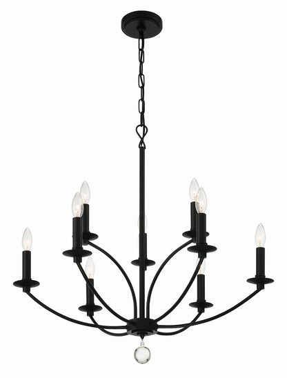 Crystorama Mila 9 Light Black Chandelier MIL-8009-BK