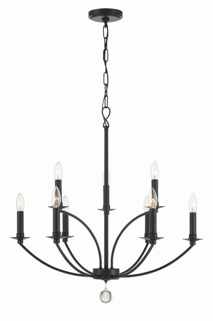 Crystorama Mila 9 Light Black Chandelier MIL-8009-BK