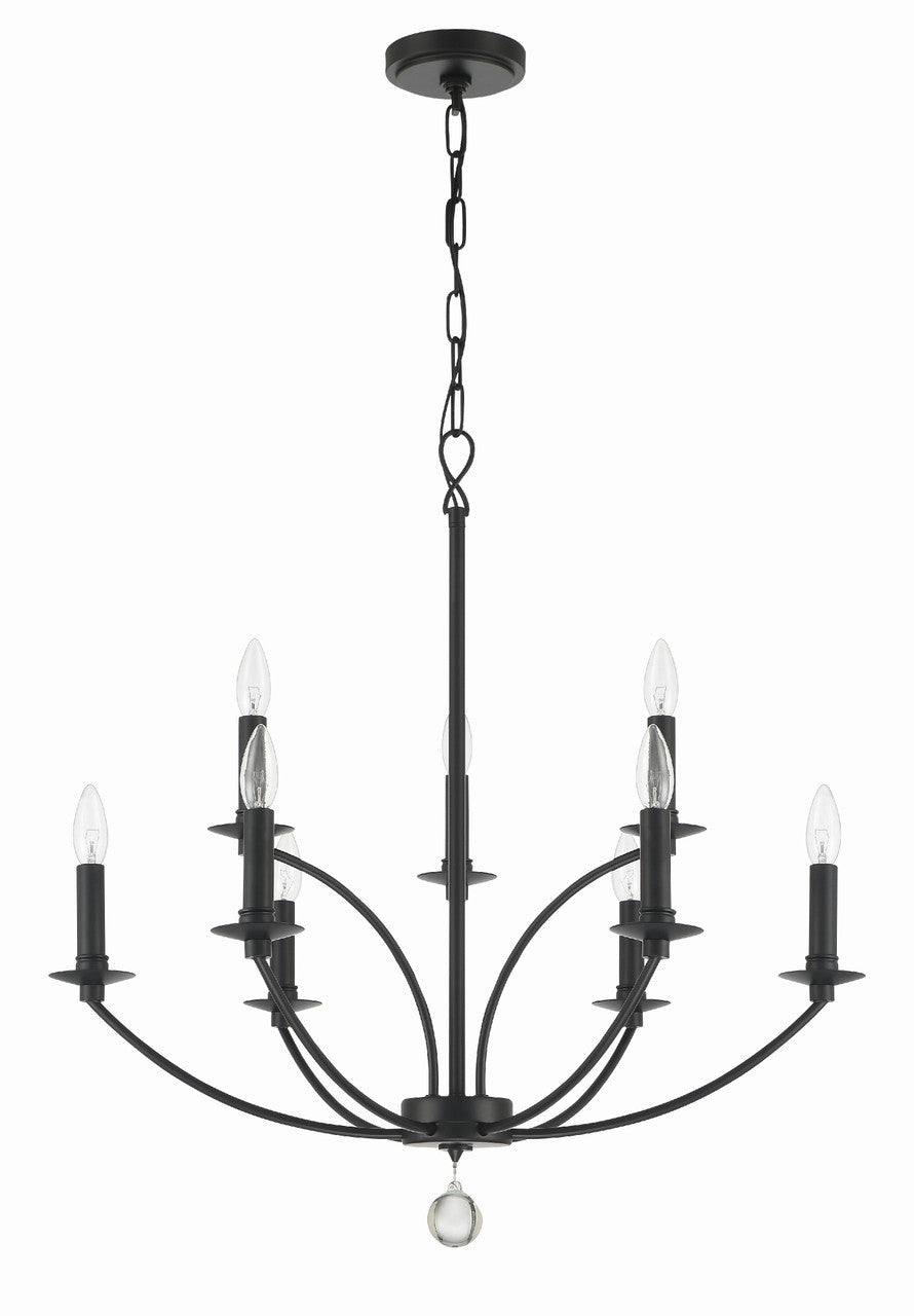 Crystorama Mila 9 Light Black Chandelier MIL-8009-BK