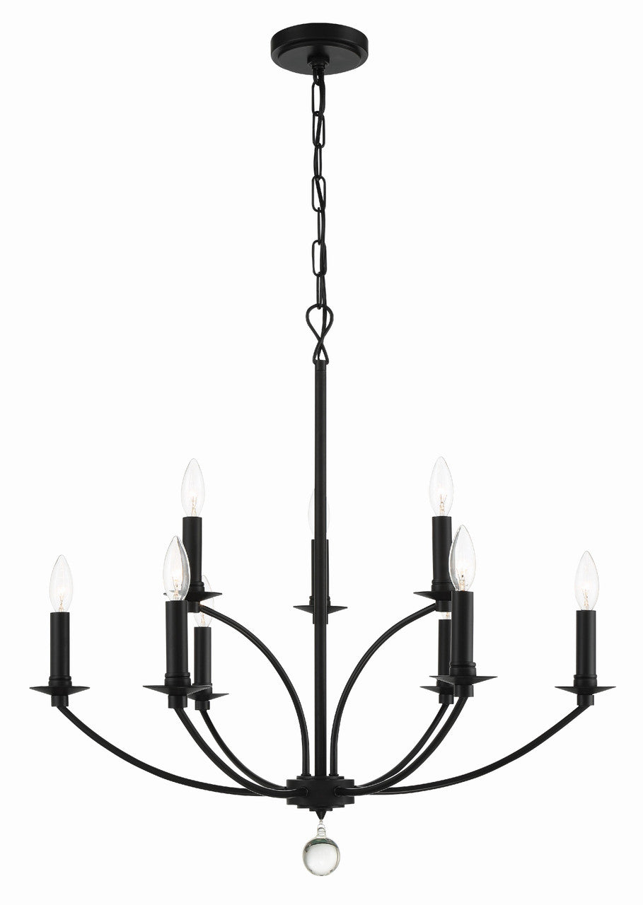 Crystorama Mila 9 Light Black Chandelier MIL-8009-BK