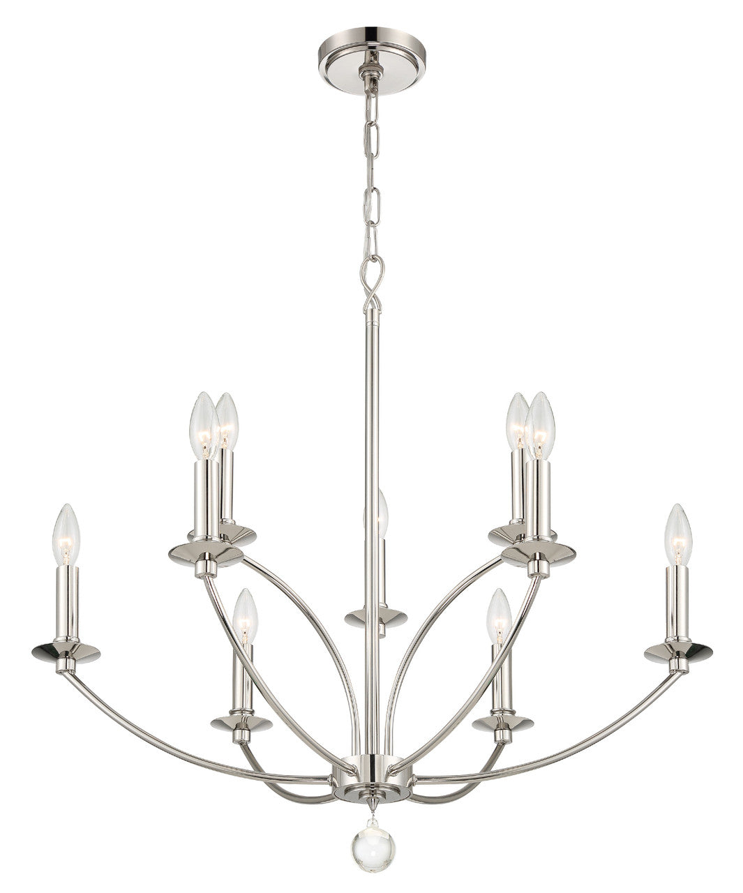 Crystorama Mila 9 Light Polished Nickel Chandelier MIL-8009-PN