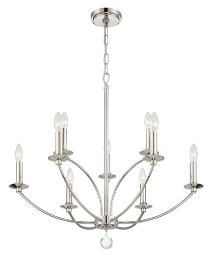 Crystorama Mila 9 Light Polished Nickel Chandelier MIL-8009-PN