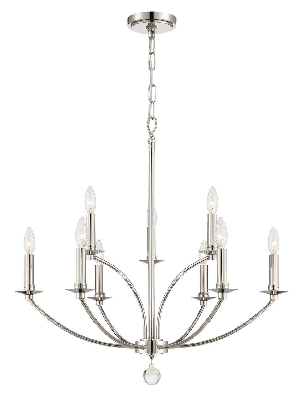 Crystorama Mila 9 Light Polished Nickel Chandelier MIL-8009-PN