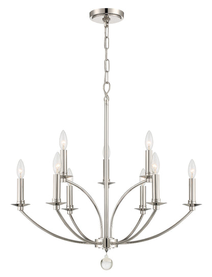 Crystorama Mila 9 Light Polished Nickel Chandelier MIL-8009-PN