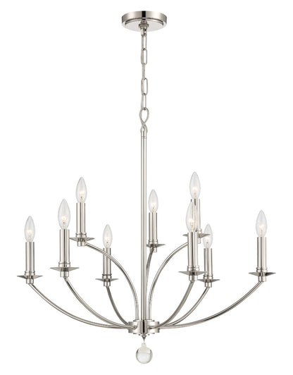 Crystorama Mila 9 Light Polished Nickel Chandelier MIL-8009-PN