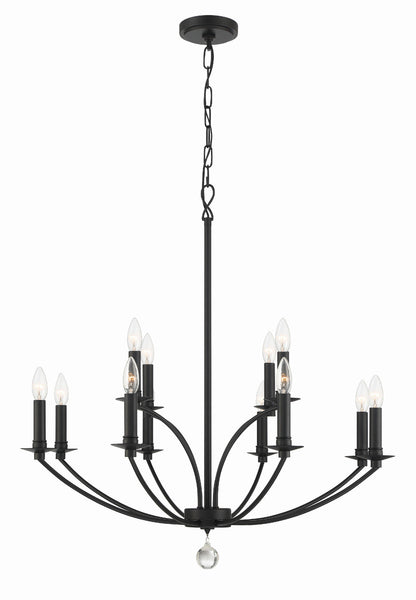 Crystorama Mila 12 Light Black Chandelier MIL-8012-BK